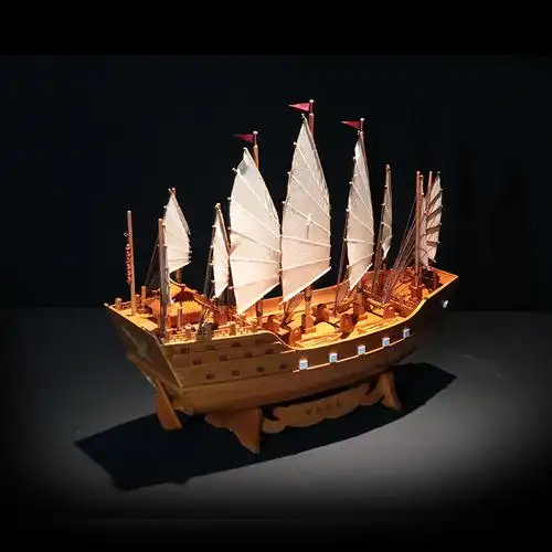 郑和号宝船帆船模型摆件一帆风顺木质船中国明朝下工艺船