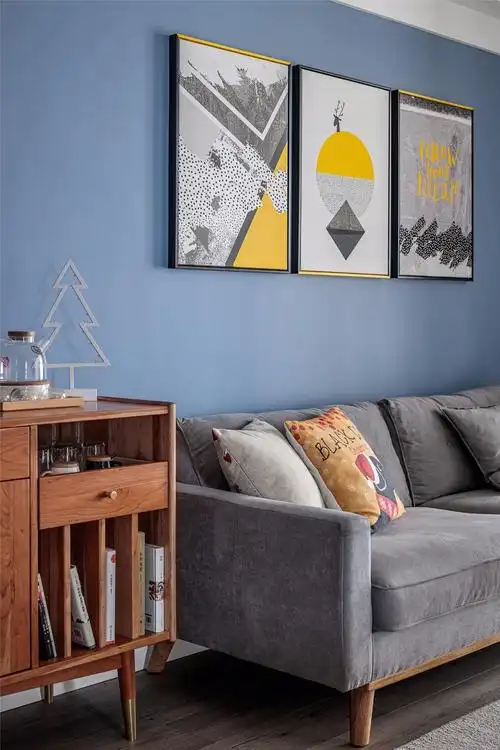 100平米北欧风格客厅沙发背景装饰画效果图-齐装网室内装修效果图