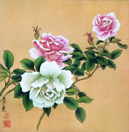 系列绘画美术作品画家笔下的月季花