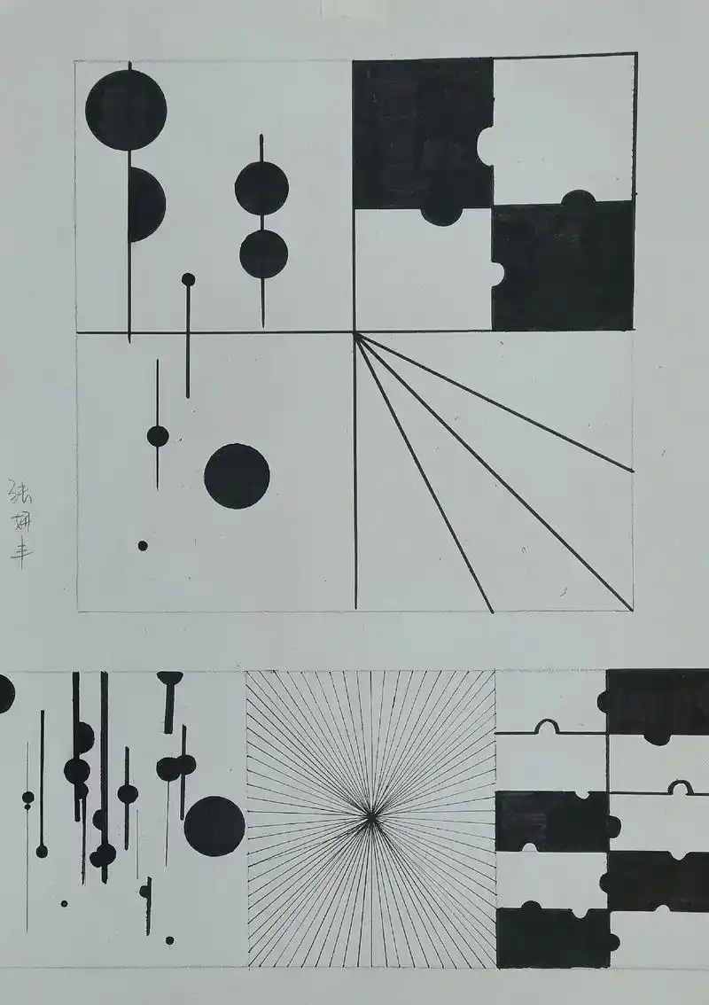 p21陶瓷设计与工艺班学生们的第一张构成作业(点线面) - 抖音