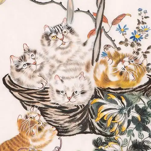 孙菊生《群猫嬉戏图》 画猫大家