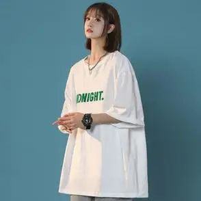 t恤女潮流植绒印花宽松半袖新款dx26短袖夏季小众上衣体恤衫p28