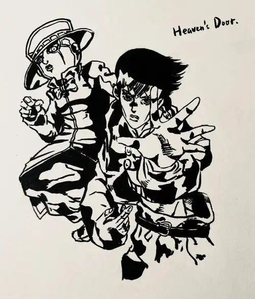 jojo  #岸边露伴 #西北老汉 #手绘 #线稿  #临摹  #天堂之门 #黑巫佑