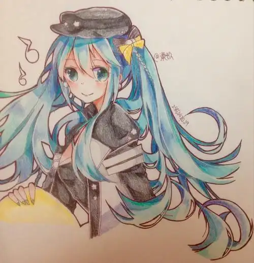 手绘 彩铅 初音