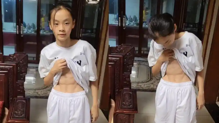 12岁女孩喜欢打篮球,拥有八块腹肌和马甲线:梦想打进国家队!