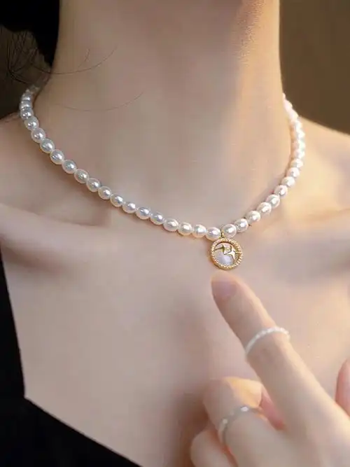 巴洛克天然珍珠项链78优雅猫眼石星芒吊坠