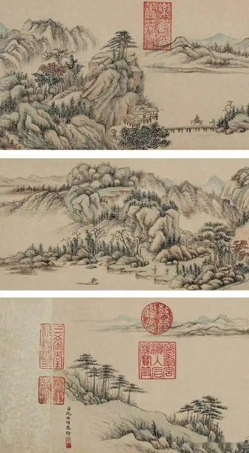 国画长卷,清代画家沈映晖的山水画作品赏析