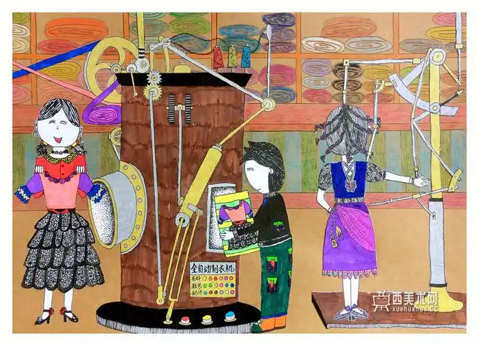 儿童获奖科幻画《全自动制衣机》