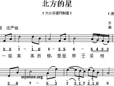 俄 格林卡 北方的星 歌谱 简谱