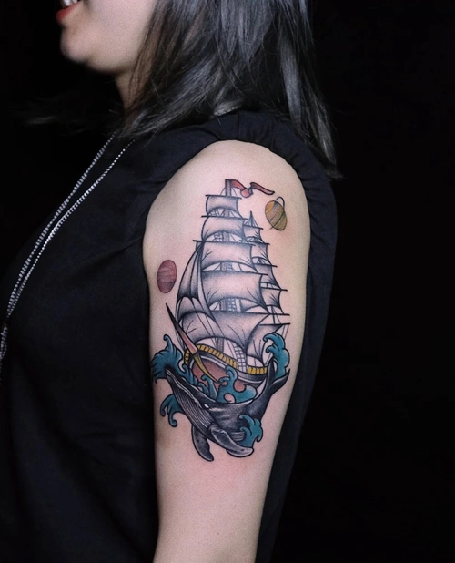 最新帆船纹身图案大全5