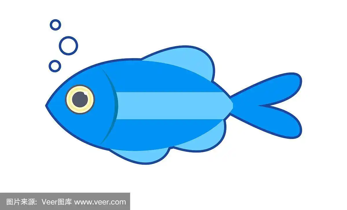 蓝色的鱼.孤立在白色背景上.矢量插图.