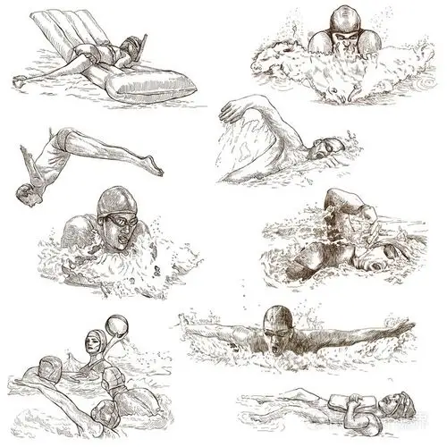 游泳.手绘集合.原始草图