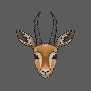 羚羊头, 野生动物手绘画矢量图照片