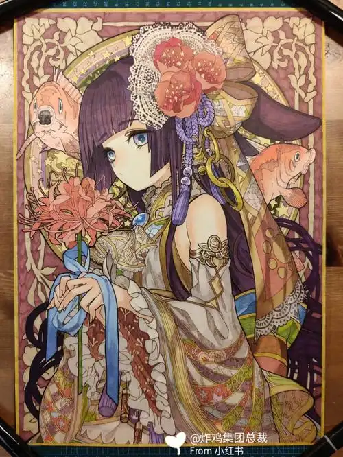 马克笔美少女动漫人物手绘附过程