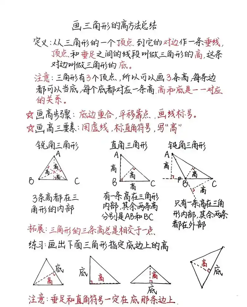 画三角形高的方法.#学习资料分享 #三角形 - 抖音