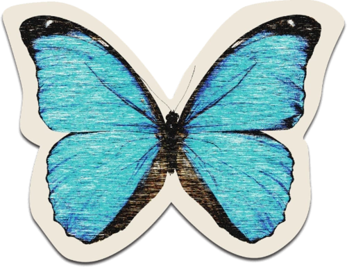 蝴蝶复古蓝色贴纸唯美