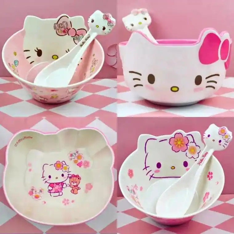 凯蒂猫碗儿童餐具hellokitty可爱粉少女心卡通防摔三丽 - 抖音
