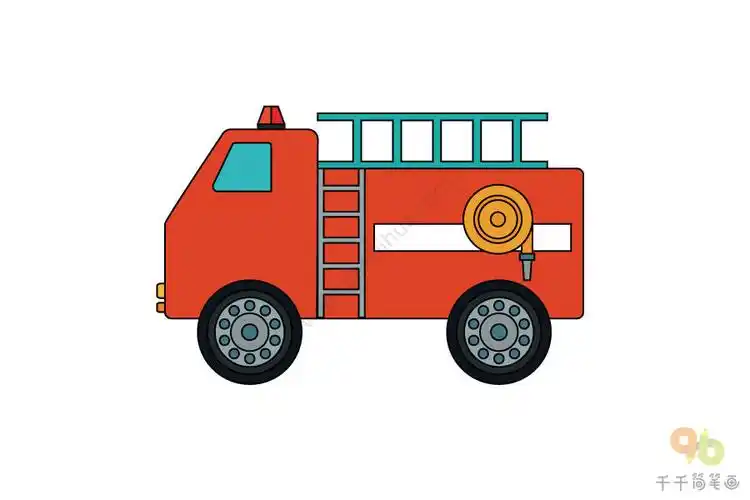 红色消防车简笔画