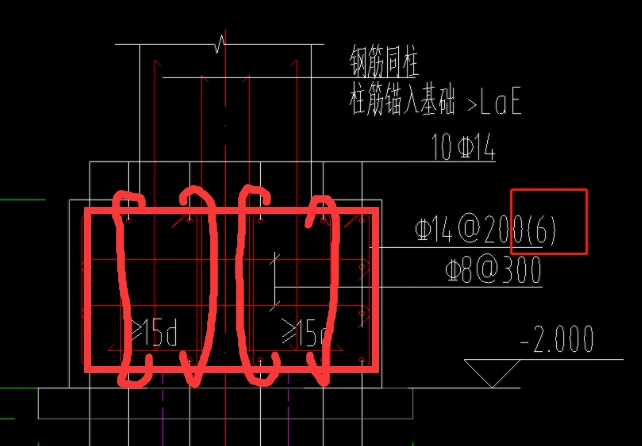 如图的承台箍筋括号内为6代表什么意思