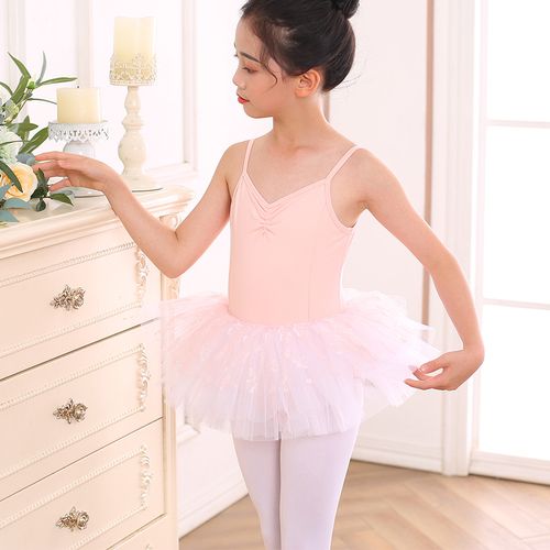 秋季新款儿童舞蹈连体蓬蓬裙女童连体练功服表演考级芭蕾舞裙现货