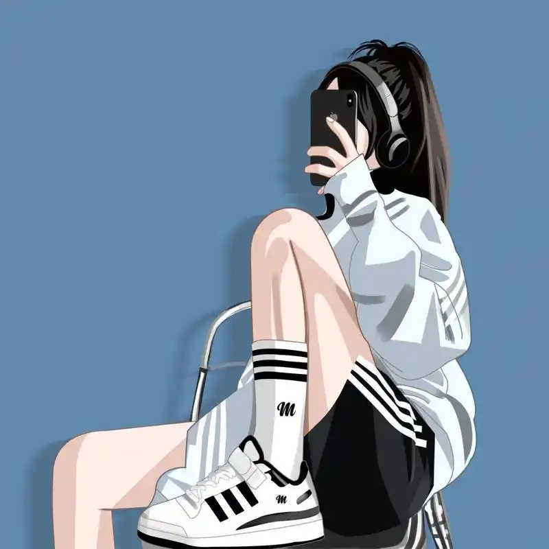 运动风女生头像|女生插画头像 9315做头像,礼貌拿图 0569