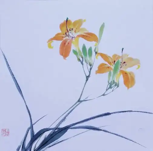 5月15日 萱草卡纸国画,30×30cm,2020售价:￥300.00 334次浏览