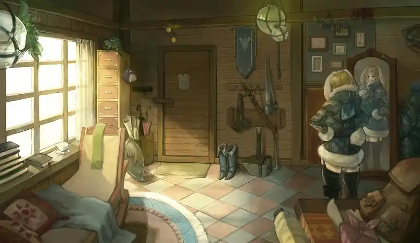 艺术设计建筑房间内部镜子动漫人物动漫女孩roominteriormirroranime