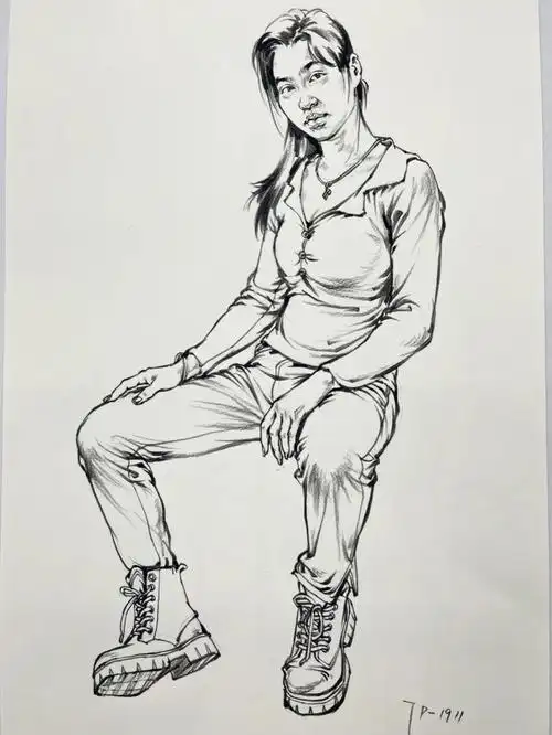 每日速写坐姿线稿