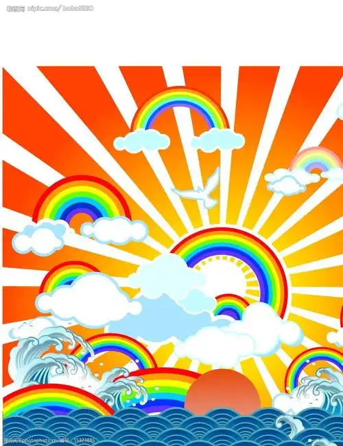 彩虹插画矢量素材图片
