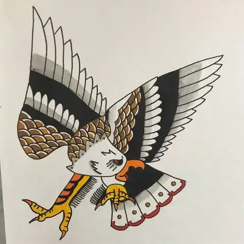 蔡先生oldschool鹰纹身手稿