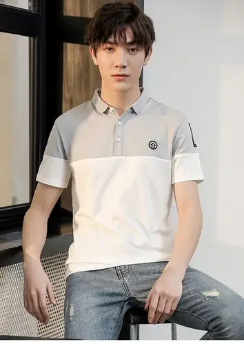 t恤男2020夏季新款纯棉男装衫夏新品男士短袖白色衫小翻领恤男上衣