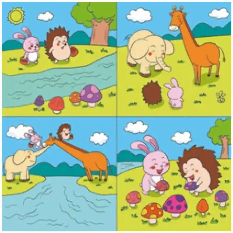 看图写话 小动物过河 好词好句 蓝天上白云朵朵  小鸟在空中自由地