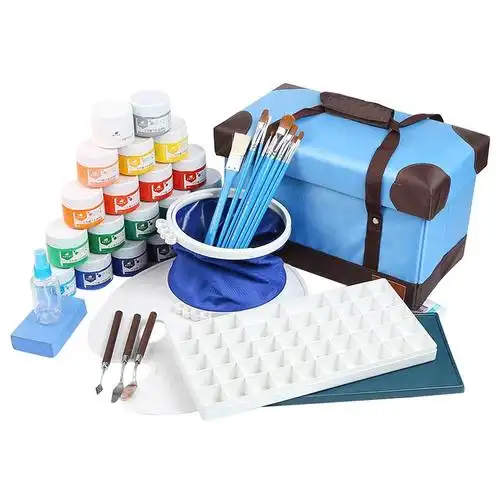 初学者美术学生儿童艺考专用12/24色水粉画颜料绘画工具箱套装水彩