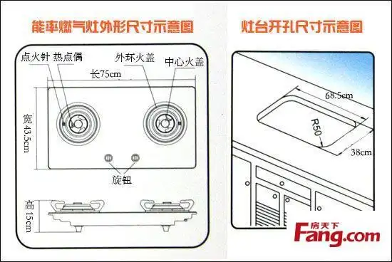 能率jzr/y/t-08a2s燃气灶 安装尺寸