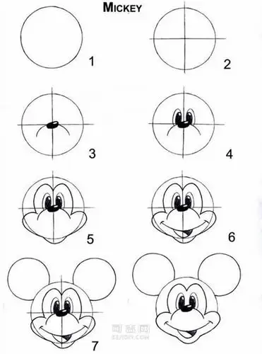 简笔画米奇老鼠的画法图片 米奇老鼠,是一只有着圆滚滚的大脑袋圆