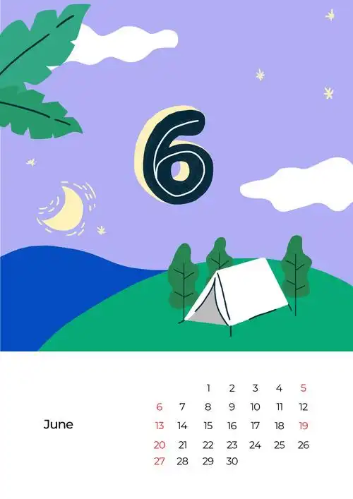 2021年清新卡通月历年历挂历psd分层模板