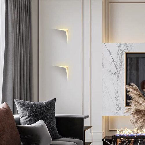 石膏灯嵌入式无边框客厅背景墙翻折页壁灯商家用无主灯照明设计