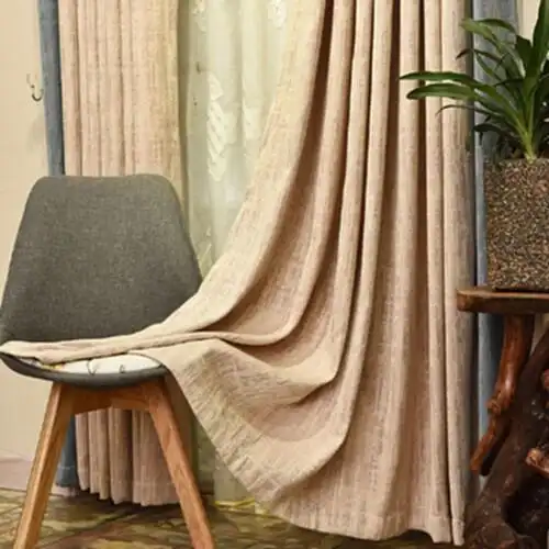 简约现代美式棉麻色遮光隔音落地大气客厅卧室窗帘成品布料定制