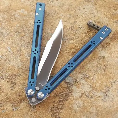 theone 湖水蓝 钛柄hom蛇怪镜光刃蓝(白刃)>>蝴蝶甩>>冷兵刀行-冷兵x