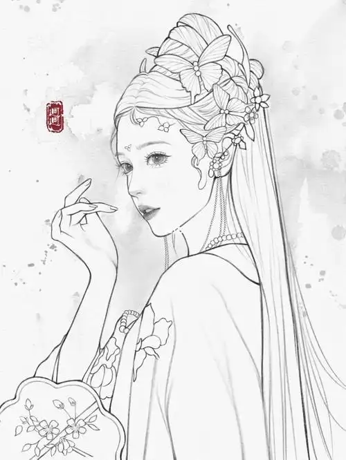 侧面线稿练习古风线稿手绘头像佳儿团练