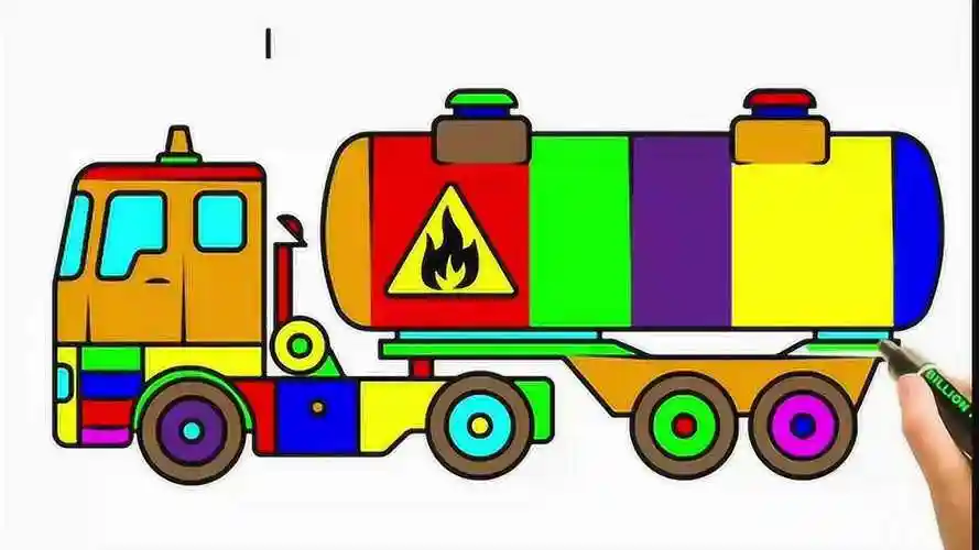 趣味简笔画画漂亮油罐车