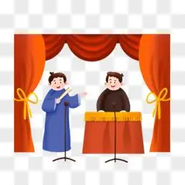 手绘二人相声舞台表演元素