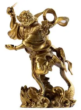 全铜魁星点斗摆件独站鳌头家用铜像