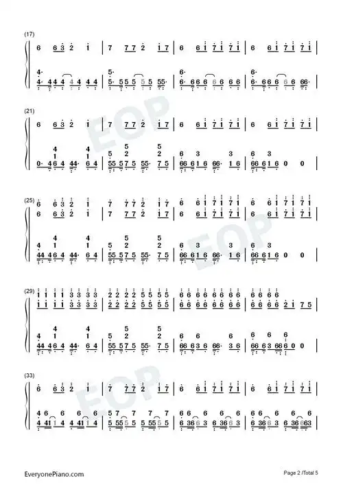 astronomia黑人抬棺电音神曲双手简谱预览2