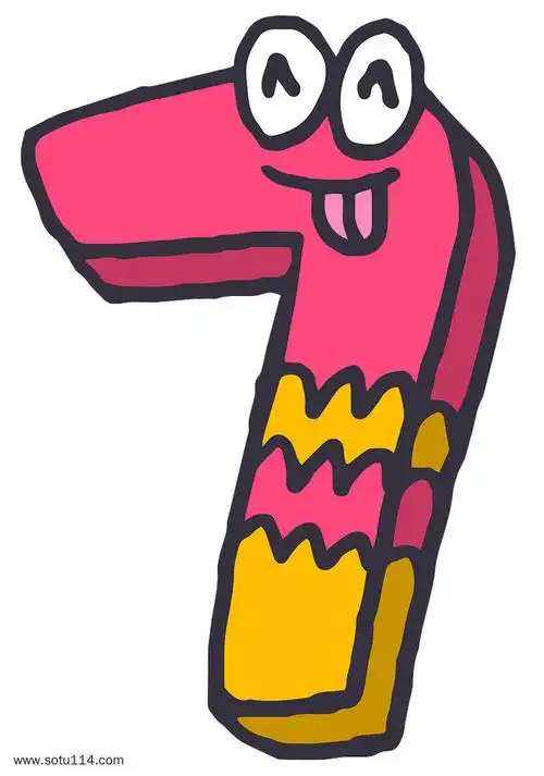 手绘带眼睛表情数字7