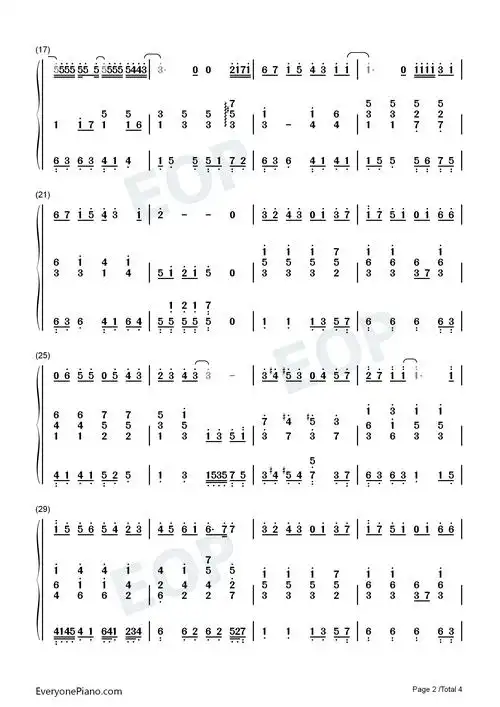 晴天中国好声音第四季第四期双手简谱预览2