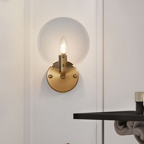 北欧简约客厅背景墙壁灯时尚卧室单头走廊床头艺术铁艺玻璃壁灯