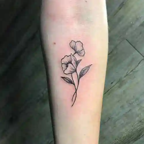 小臂小清新兰花纹身图案