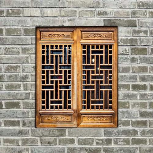 装修民宿实木镂空雕花窗户实木雕花门花格门东阳木雕仿古门窗中式