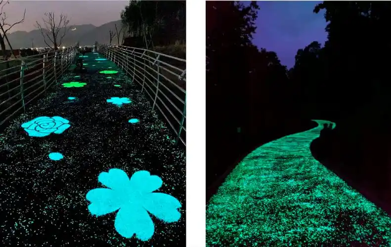 陶瓷颗粒胶粘工艺夜光步道案例塑胶epdm夜光案例03.